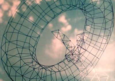 Welded steel wire torus with icosahedron - approx 6 feet in diameter